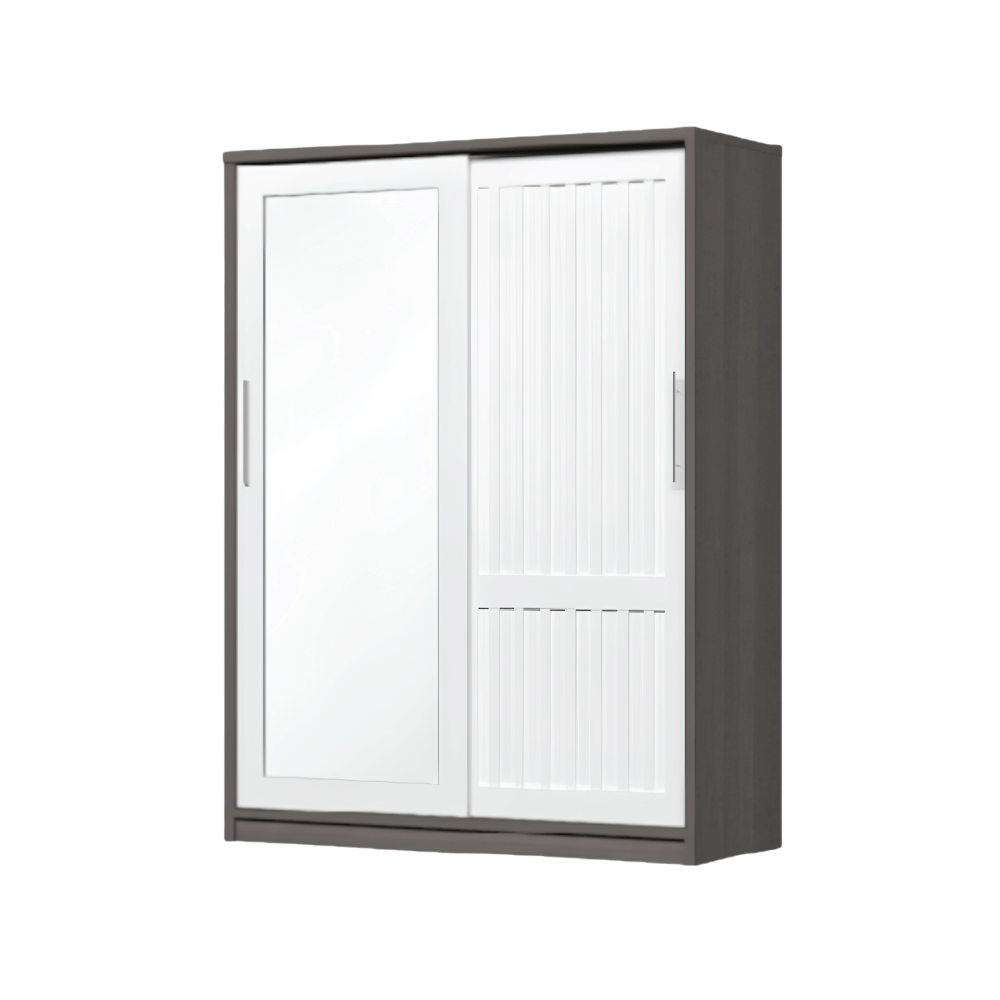 ตู้เสื้อผ้าบานเลื่อนกระจกเงา WISDOM DESIGN FURNITURE รุ่น W15SLM 150 ซม. สีโอ๊ค/ขาว_1